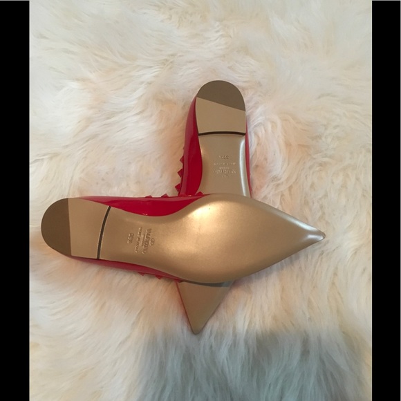 RED PATENT VALENTINO ROCKSTUD BALLERINA FLAT 39.5 - Picture 3 of 8