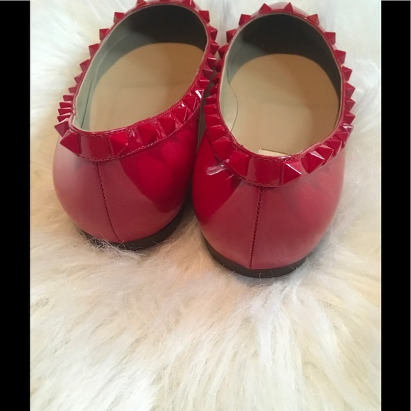 RED PATENT VALENTINO ROCKSTUD BALLERINA FLAT 39.5 - Picture 5 of 8