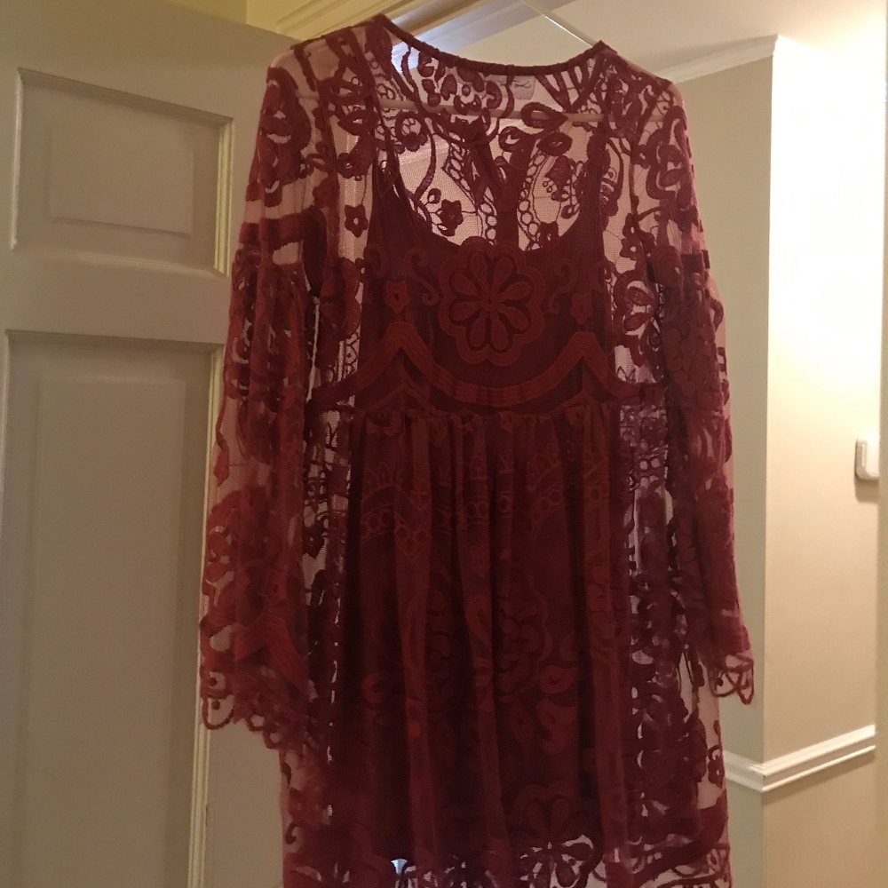 Free People Jen's Pirate Booty Dress - Red lace