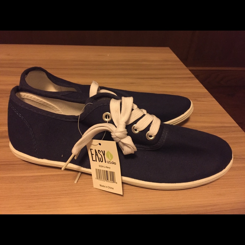 Blue canvas sneakers