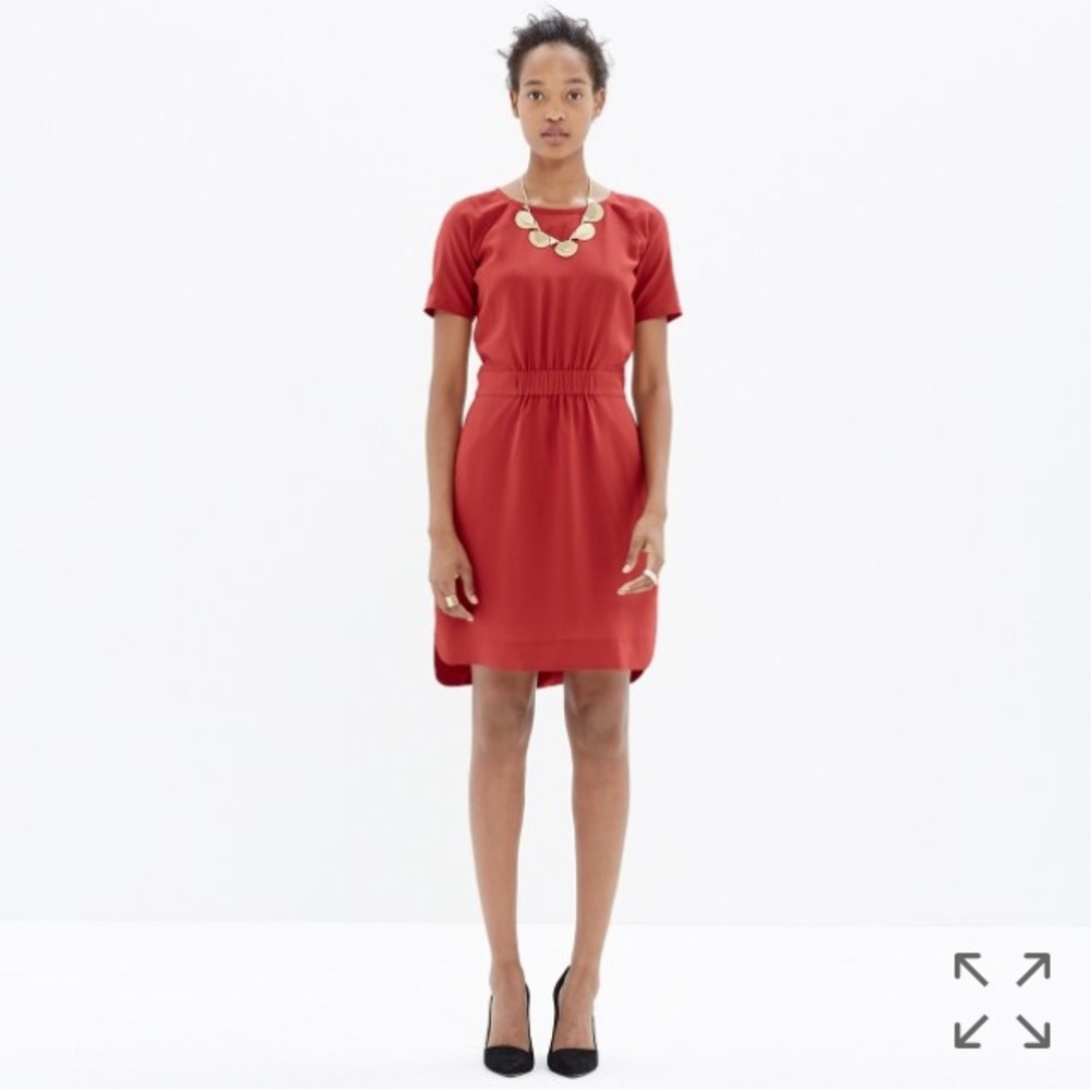 Madewell silk cinch-waist red dress
