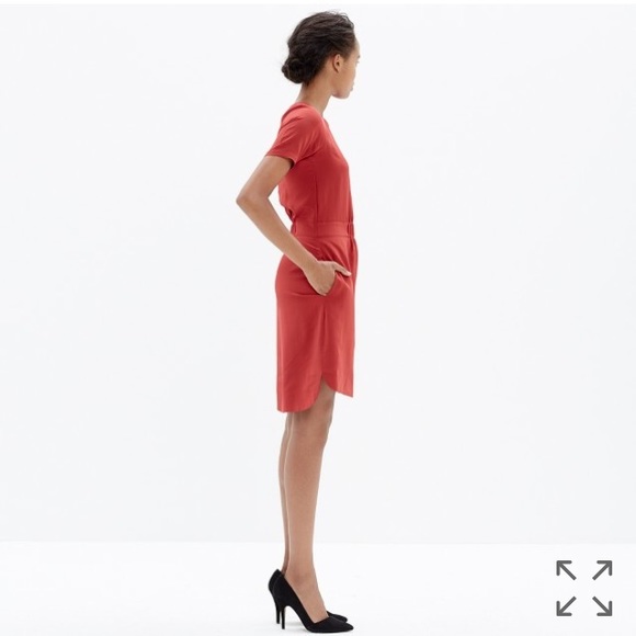 Madewell silk cinch-waist red dress - Picture 2 of 8