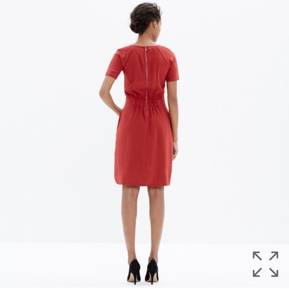 Madewell silk cinch-waist red dress - Picture 3 of 8