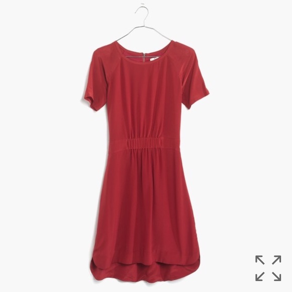 Madewell silk cinch-waist red dress - Picture 4 of 8