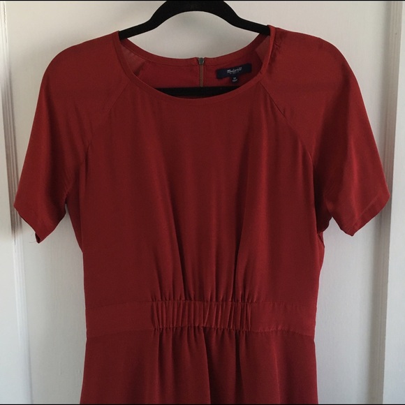 Madewell silk cinch-waist red dress - Picture 6 of 8