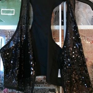 black sequin vest