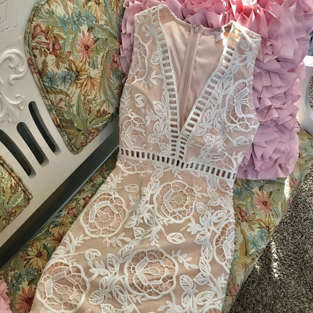 NWOT Nude Embroidered Dress