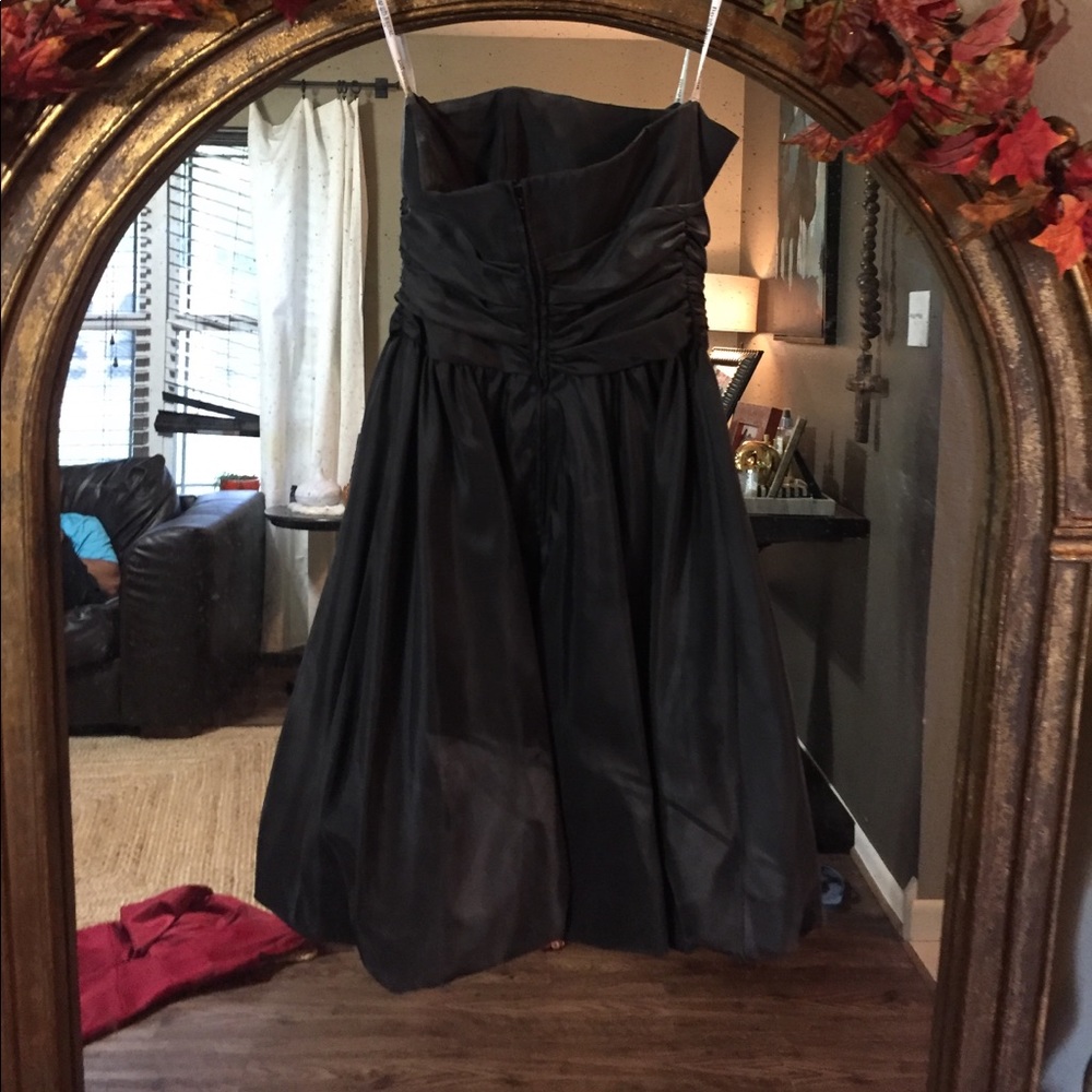 Strapless black bridesmaid dress