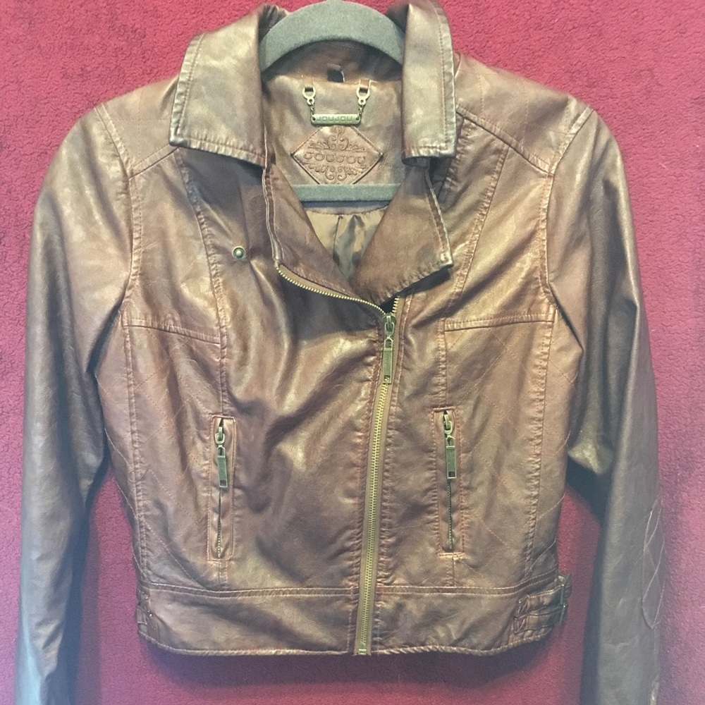 Brown faux leather jacket