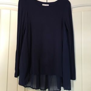 Black Swan by Lulu's Navy Blouse