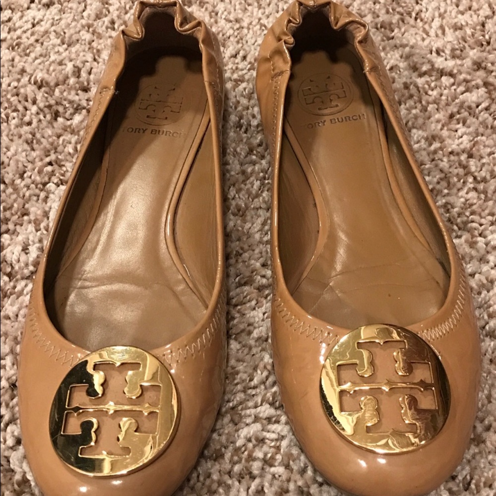 Tory Burch Reva Flats - Nude & Gold
