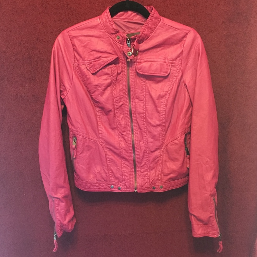 Dark pink faux leather jacket