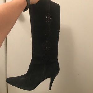 Suede Boots with Crochet Detailing