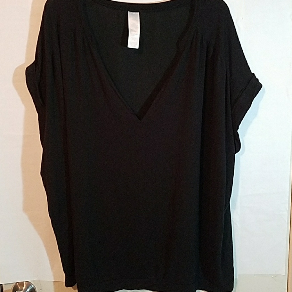Black v-neck with sheer back