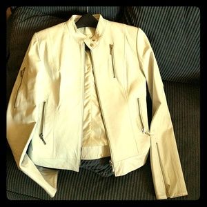 White leather moto jacket