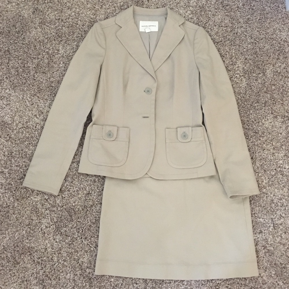 Banana Republic Khaki Skirt Suit