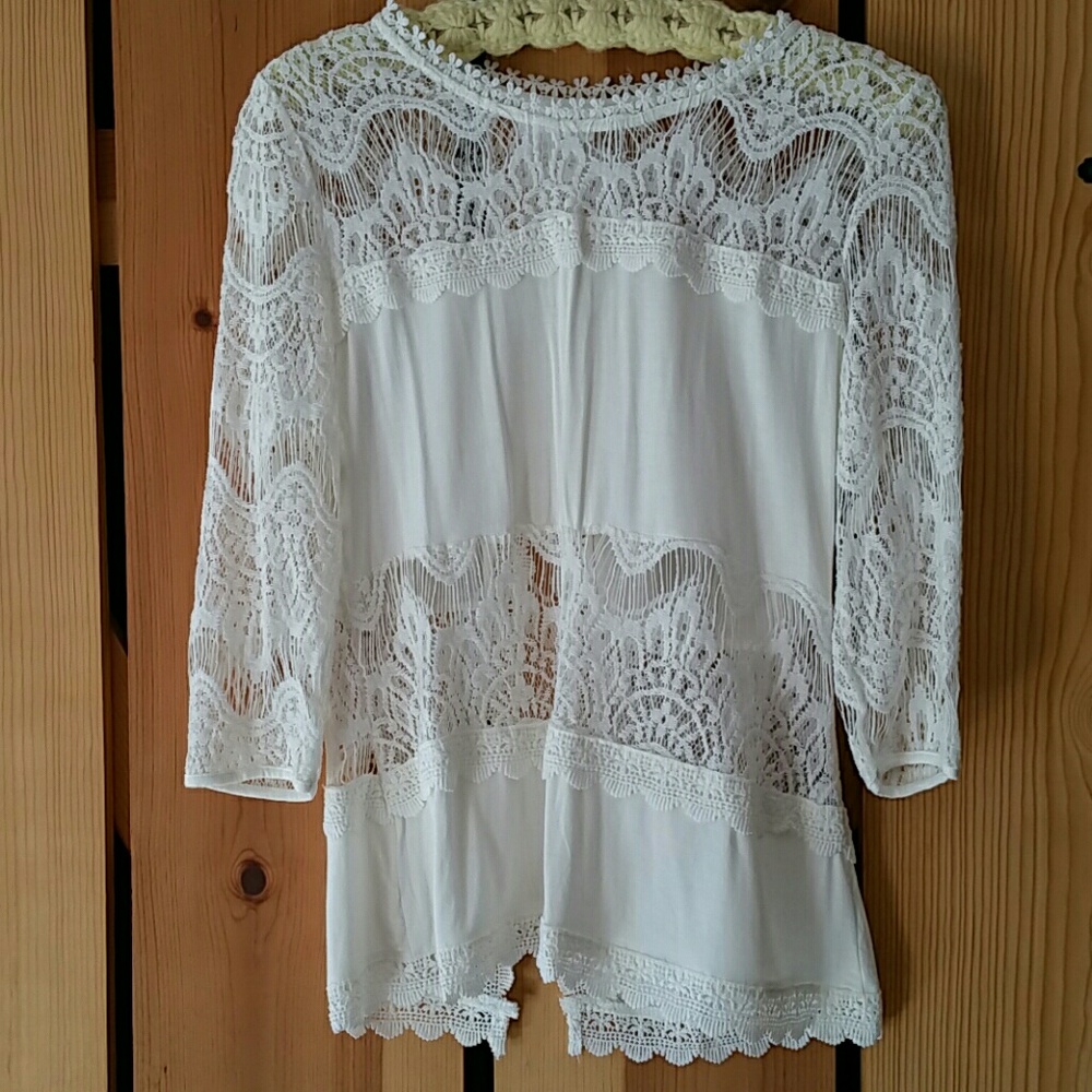 White lace, cotton blouse