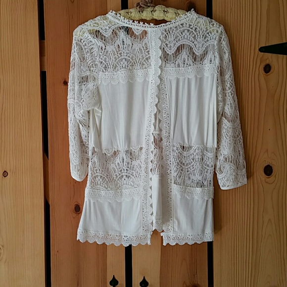 White lace, cotton blouse - Picture 3 of 4