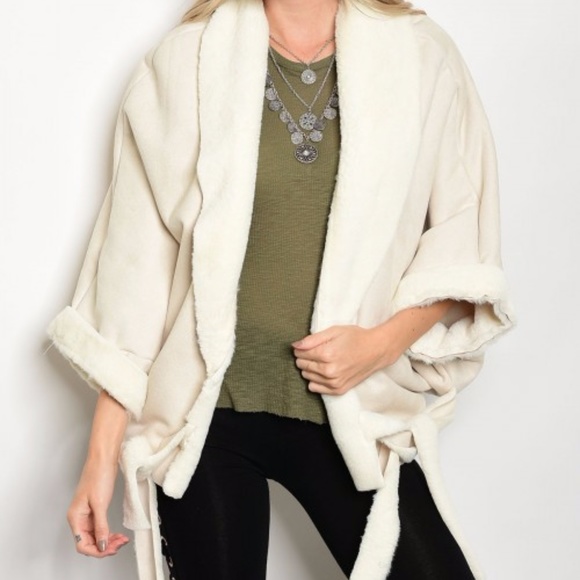 FAUX SUEDE and FUR WRAP JACKET - Picture 3 of 4