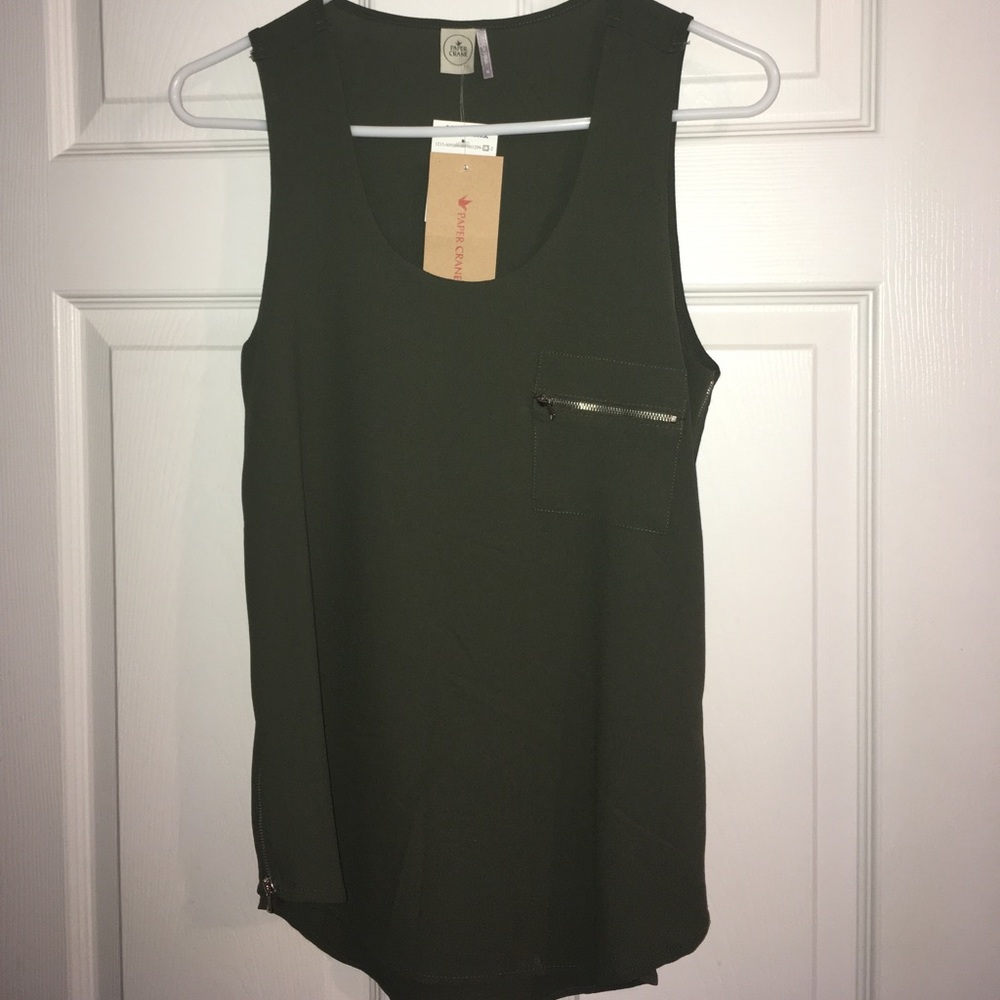 Paper Crane Olive Sleeveless Top