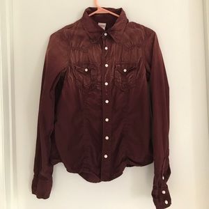 Maroonish Two Tone Button Down Shirt