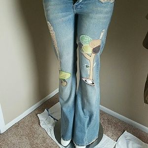 Fancy Collection Wide Leg Denim Jeans