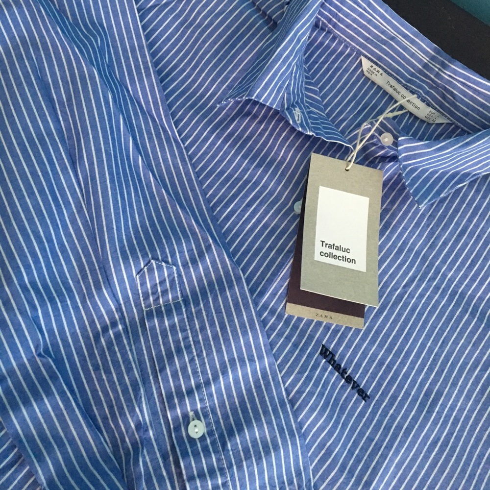 Zara Blue Striped Button Down