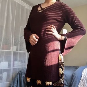 Free People Mocha Sweater with Side Slits