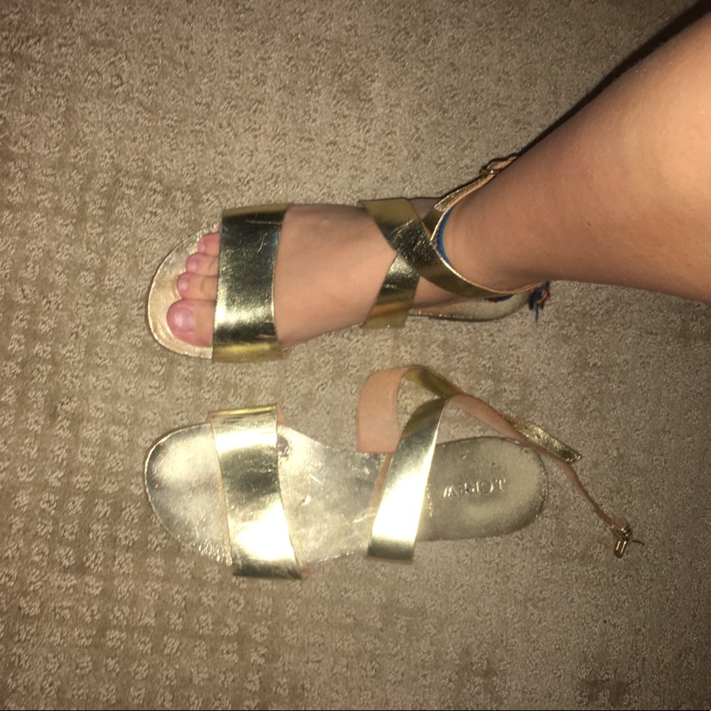 Gold JCREW wrap-up sandals!