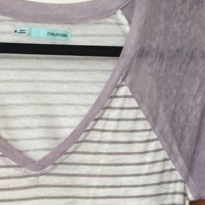 Lavender striped v neck