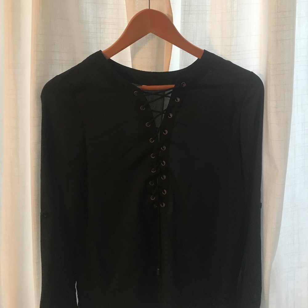 Transparent silk shirt with ties