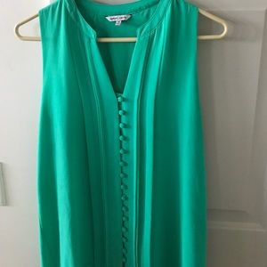 Women's sheer button down tank top, V-neck.