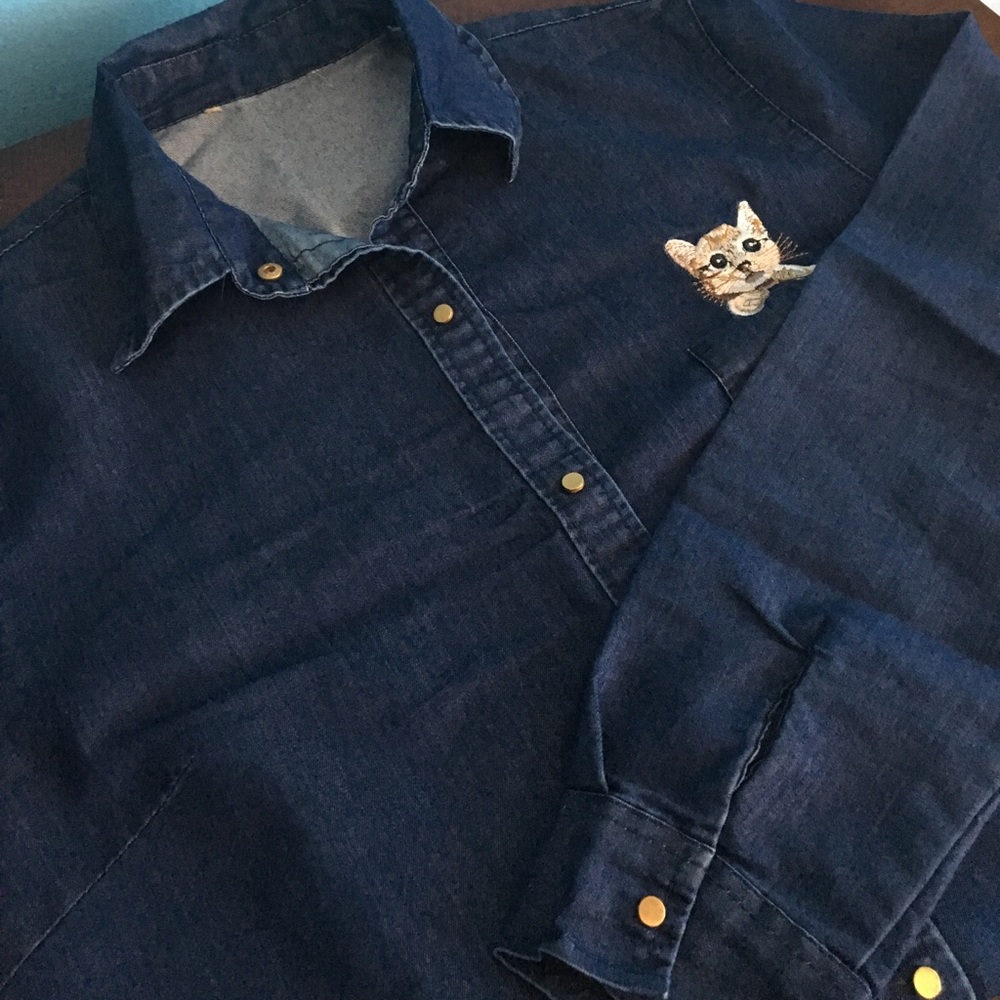 Denim Button Down. Cat.