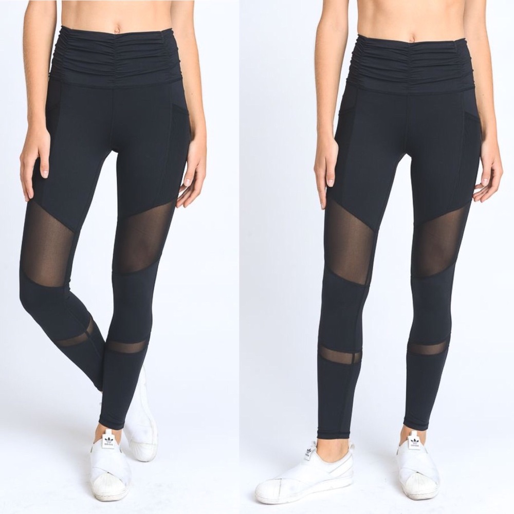 SOLD OUT // Ruched High-Waist Mesh Workout Legging - Picture 6 of 7