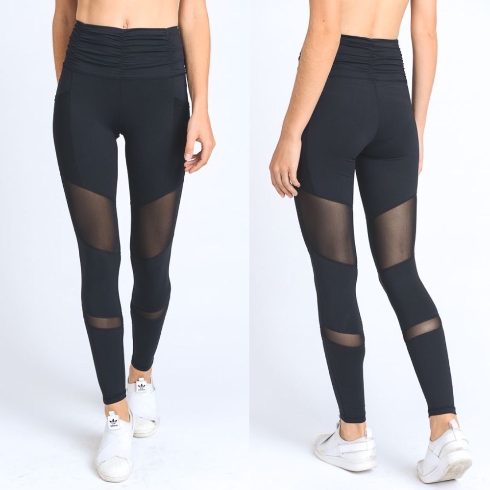 SOLD OUT // Ruched High-Waist Mesh Workout Legging - Picture 2 of 7