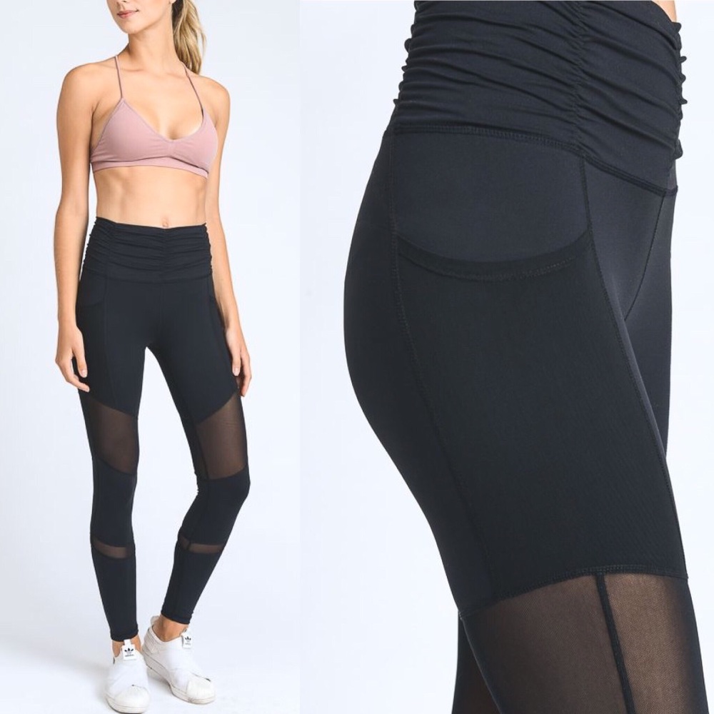 SOLD OUT // Ruched High-Waist Mesh Workout Legging - Picture 4 of 7