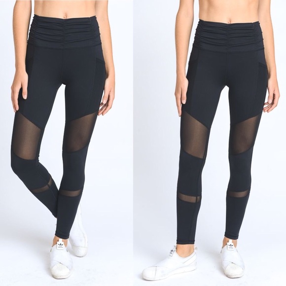 SOLD OUT // Ruched High-Waist Mesh Workout Legging - Picture 6 of 7