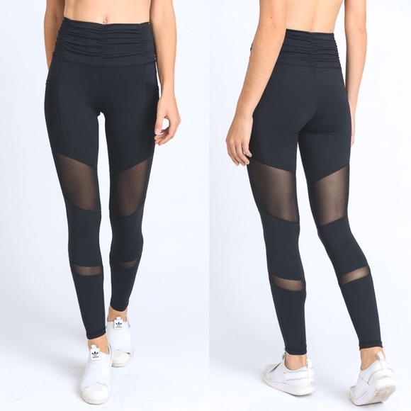 SOLD OUT // Ruched High-Waist Mesh Workout Legging - Picture 2 of 7
