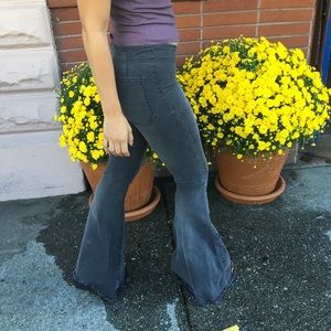 Free people flare Stretch jeans with frayed ends