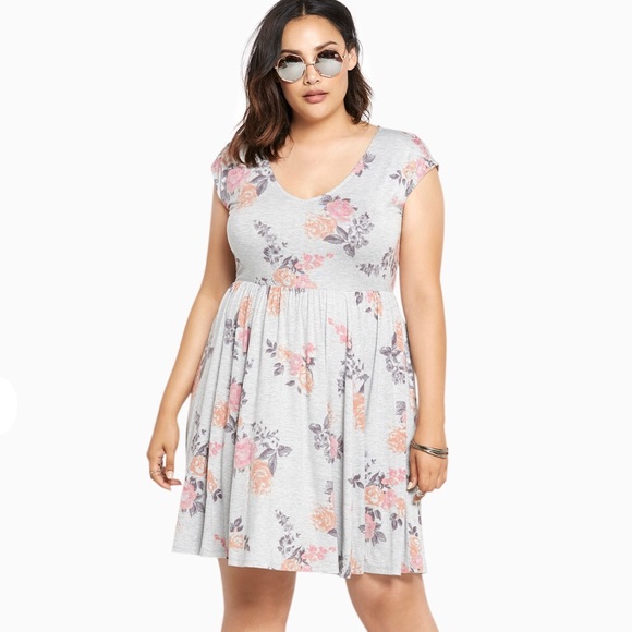 ONLY 1 LEFT! I Floral Print Jersey Skater Dress - Picture 2 of 4