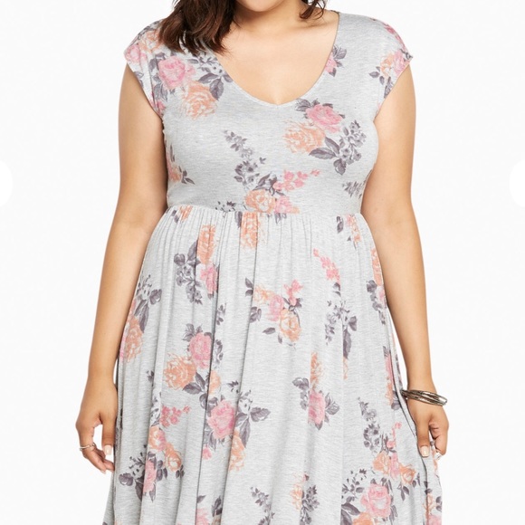 ONLY 1 LEFT! I Floral Print Jersey Skater Dress - Picture 3 of 4