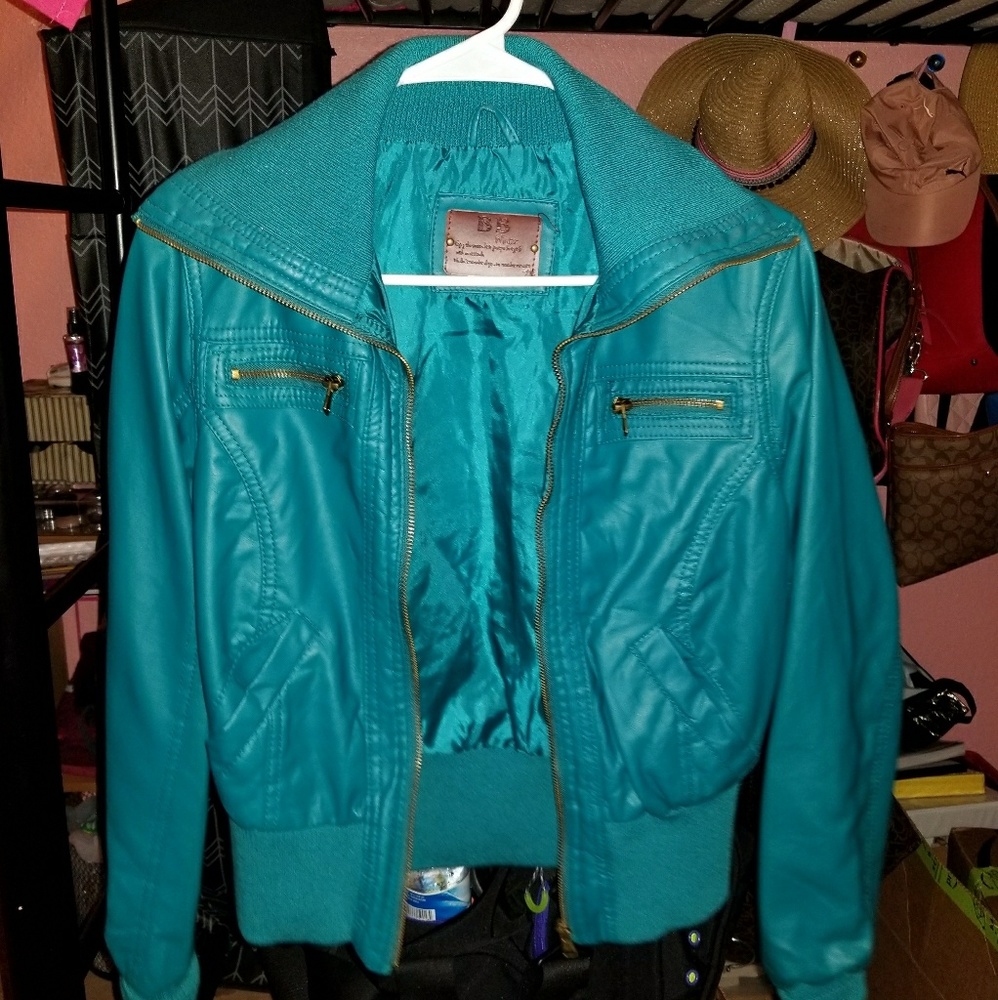 Turquoise leather style jacket!