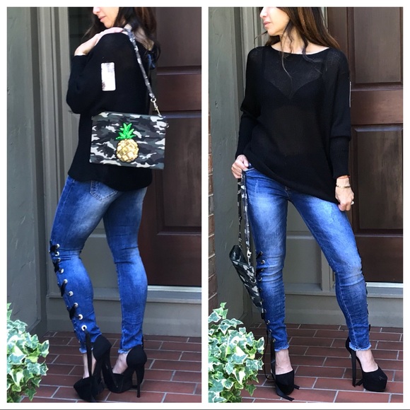 ✨CLEARANCE ✨LAST ONE ✨Paris side tie up jeans - Picture 2 of 8