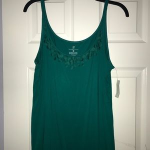 XL teal tank top with sequins across the top