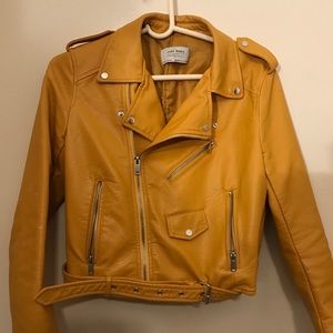 Zara yellow leather jacket