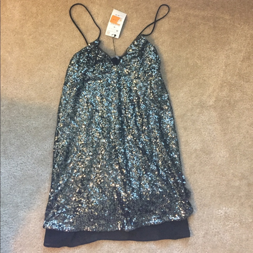 Sequined strappy mini dress