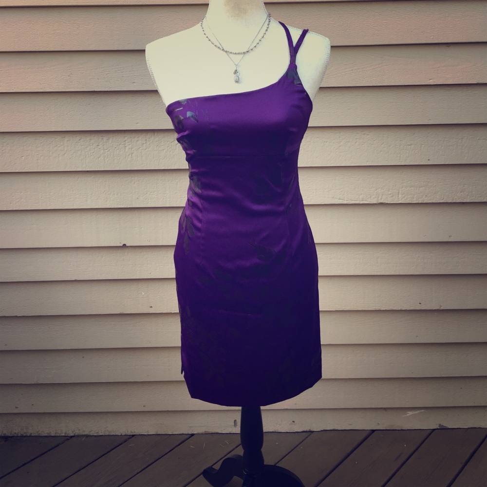 Purple one shoulder dress by Rampage