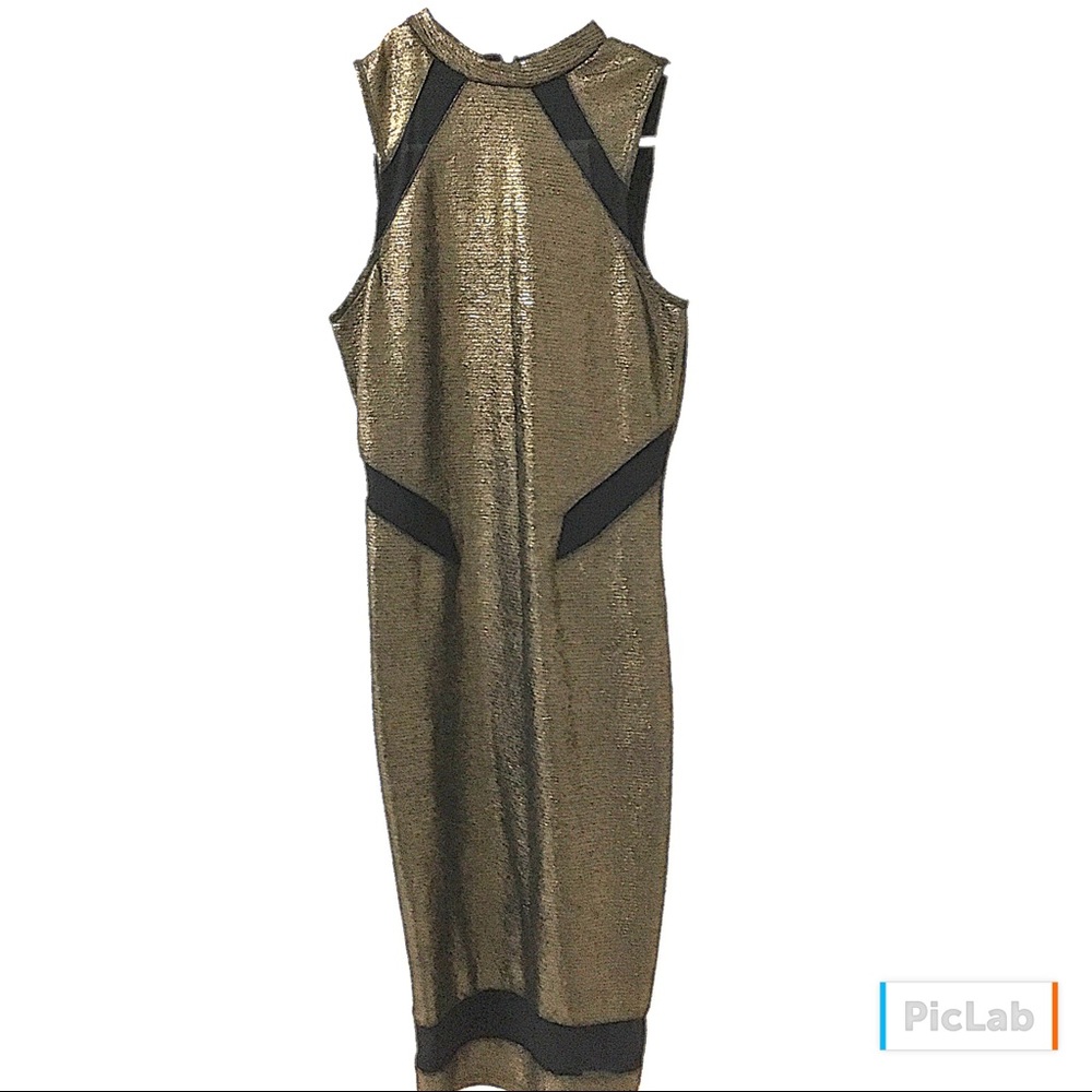 Material Girl Gold and Black Bodycon Midi Dress - Picture 2 of 4