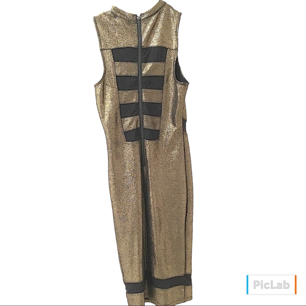 Material Girl Gold and Black Bodycon Midi Dress - Picture 3 of 4