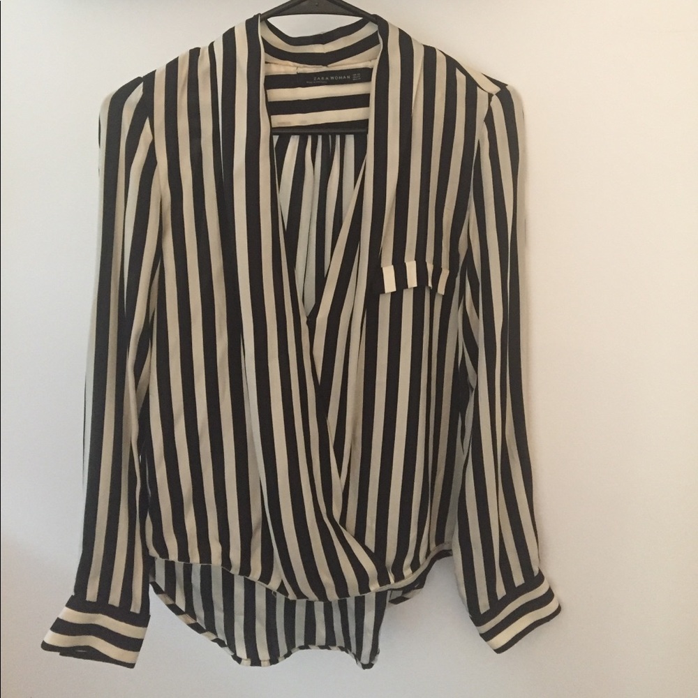 Stripped long sleeve blouse